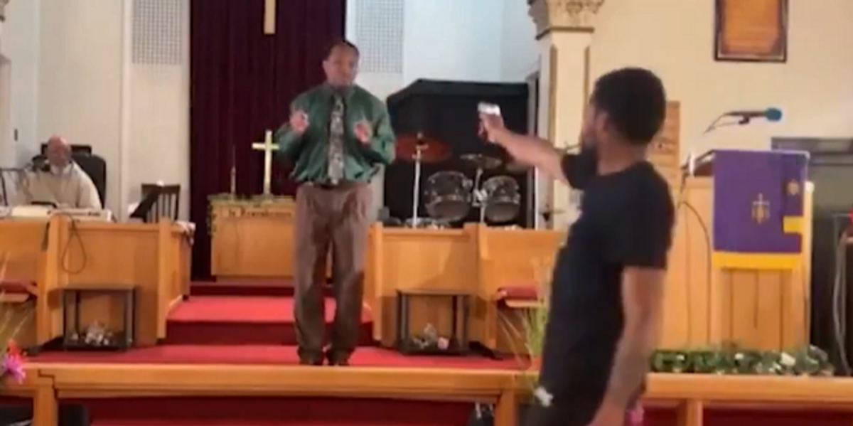 NextImg:Pastor 'saved by God' as man attempts to shoot him during church sermon only for gun to jam