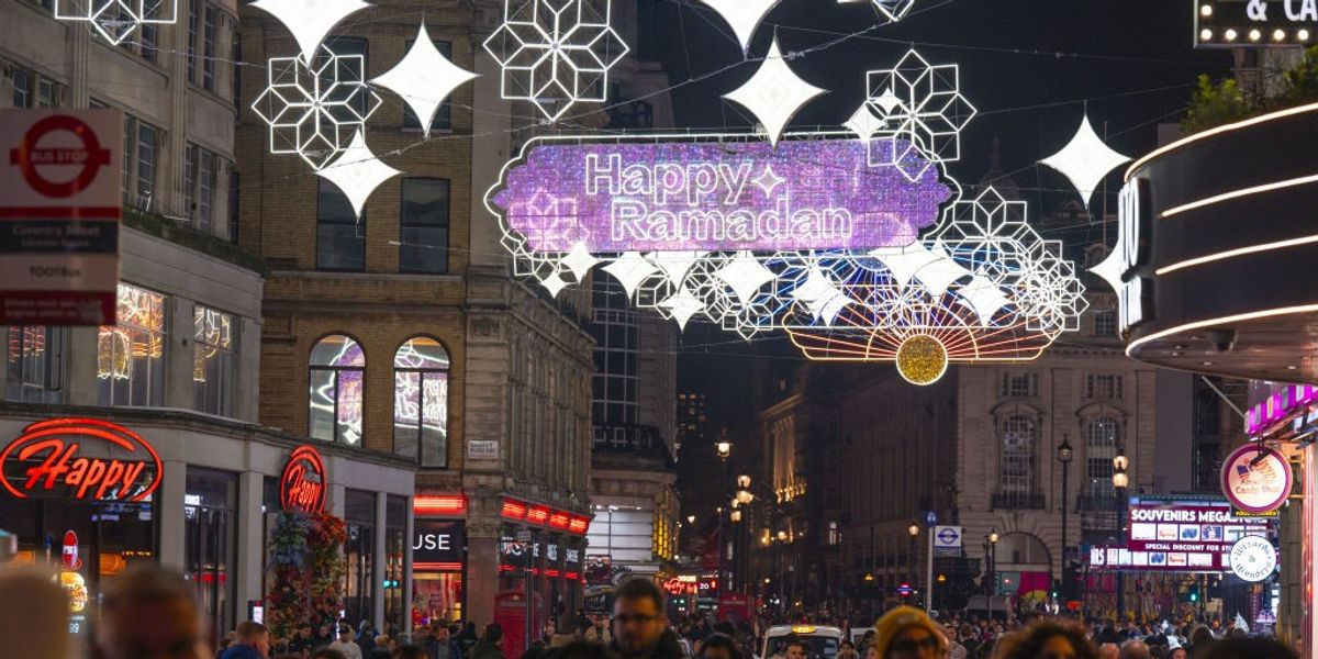 NextImg:Britons furious as Central London covered in 'Happy Ramadan' lights over Easter