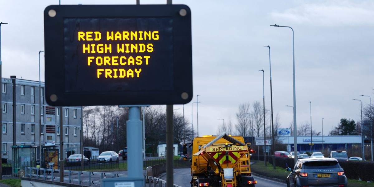 NextImg:Drivers told to ‘avoid travel’ tomorrow as 100mph winds and red weather warnings impact the UK