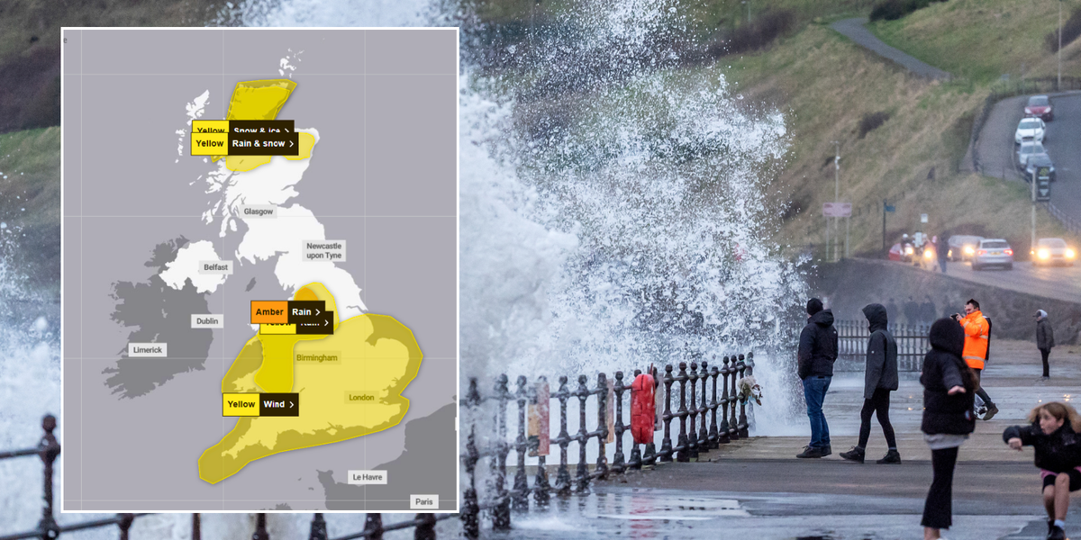 NextImg:UK weather: Met Office issues five New Year warnings as downpours bring 198 flood alerts