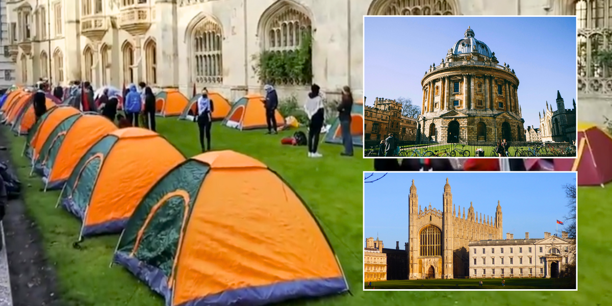 NextImg:Oxford and Cambridge students build encampments on university lawns in major pro-Palestinian protest