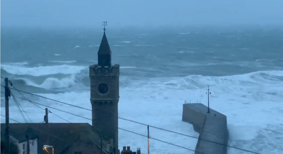 Waves at Porthleven in Cornwall