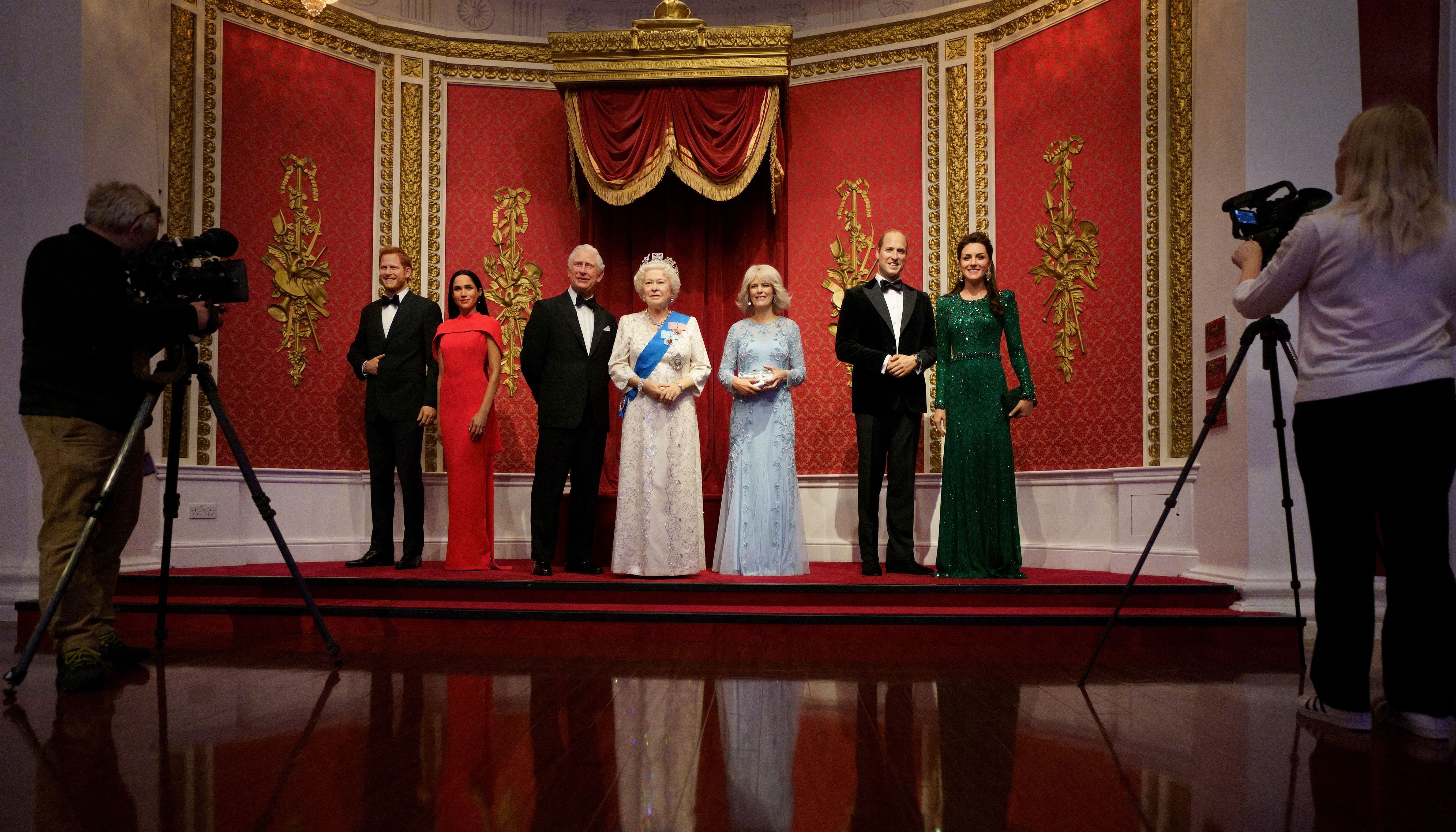 Wax figures of Queen Elizabeth II and members of the royal family at Madame Tussauds London ahead the Platinum Jubilee celebrations.