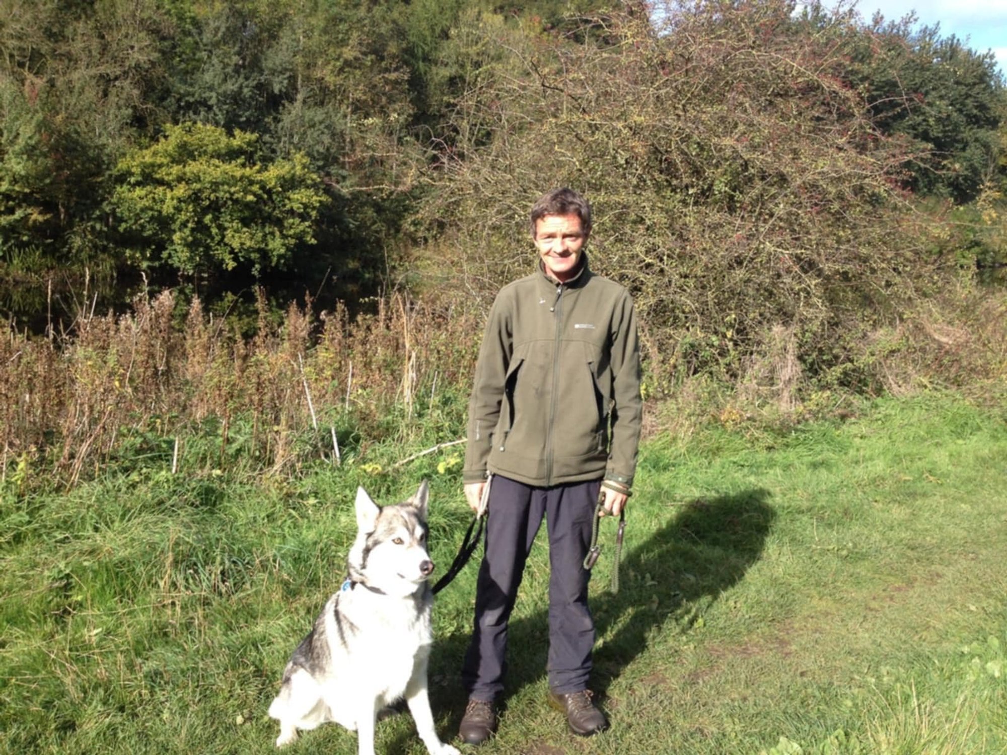 Wayne with Koda while on their walk