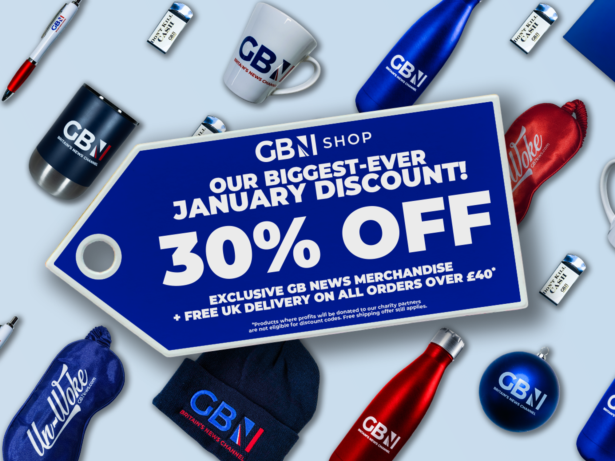 Our biggest-ever January sale has started — unlock 30% off exclusive merchandise from GB News Shop