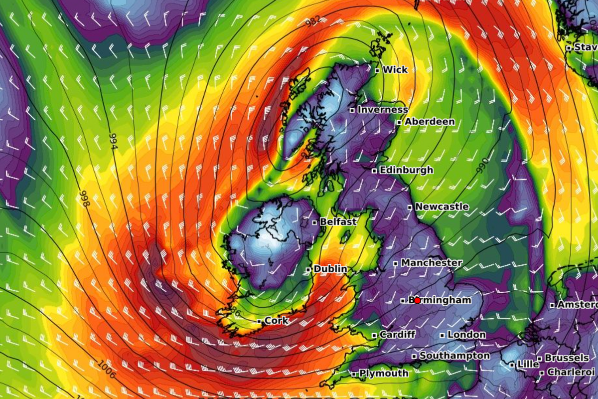 Weather chart of windy weather