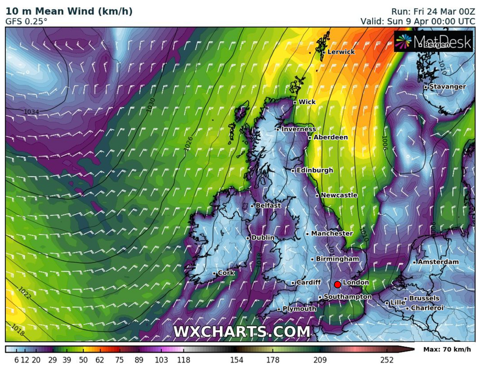 Weather chart showing max wind