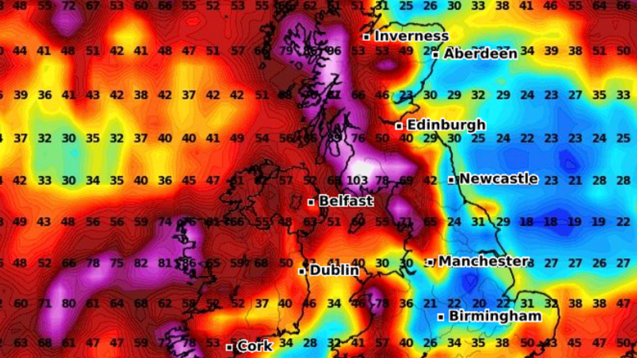 Weather chart showing total accumulated precipitation (mm) on Good Friday