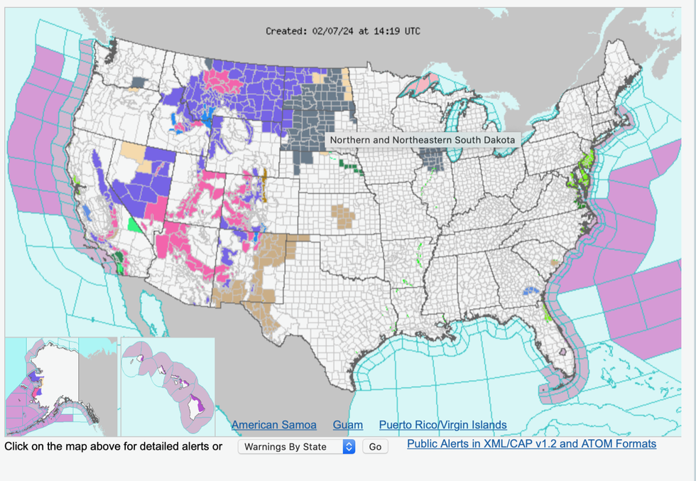 Weather forecast central and southern US