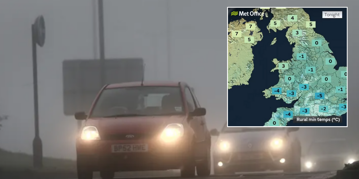NextImg:UK weather: Temperatures plummet to -6C as Britons warned 60mph winds will sweep in 'freezing fog patches'