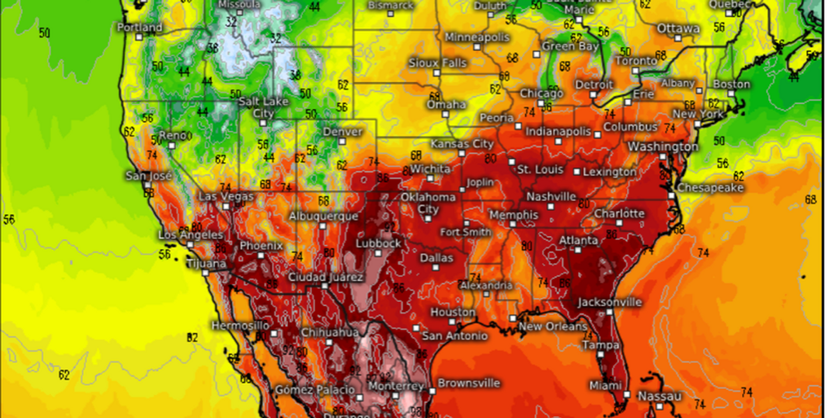 NextImg:US weather: Hot air sweeping in from the Gulf of Mexico could see temperatures in the South reach 100F
