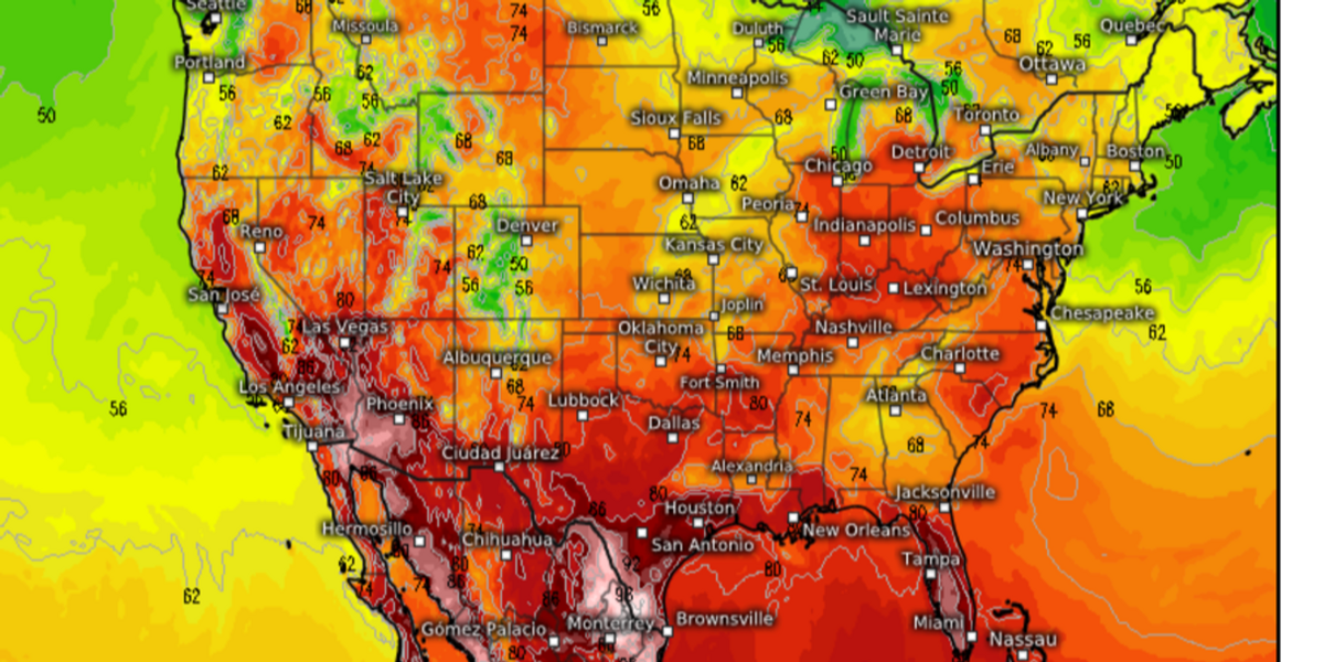 NextImg:US weather: 'Danger' level temperatures as plume of tropical heat sends mercury SOARING past 100F