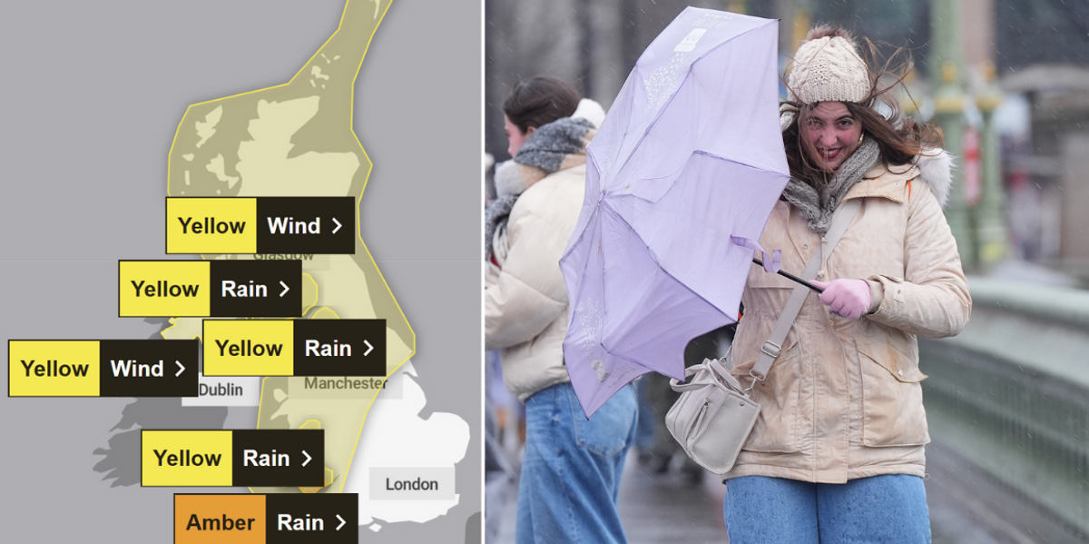 NextImg:Met Office issues rare amber warning as Britain to be lashed with 16hrs of rain
