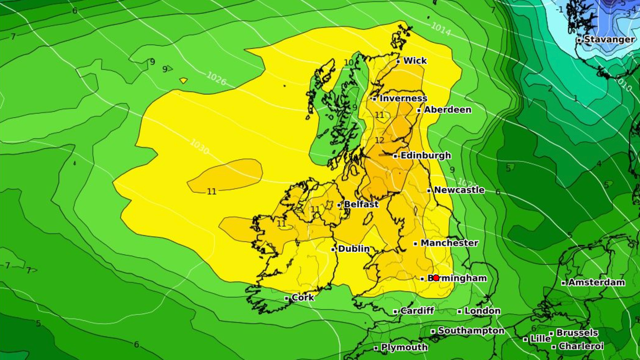 Weather image of high temperatures across Britain