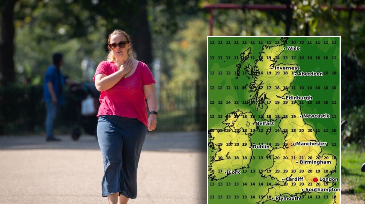 Weather map and hot summer day