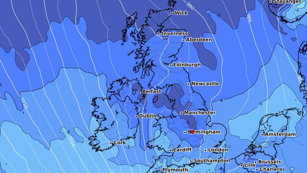 Weather map of cold weather