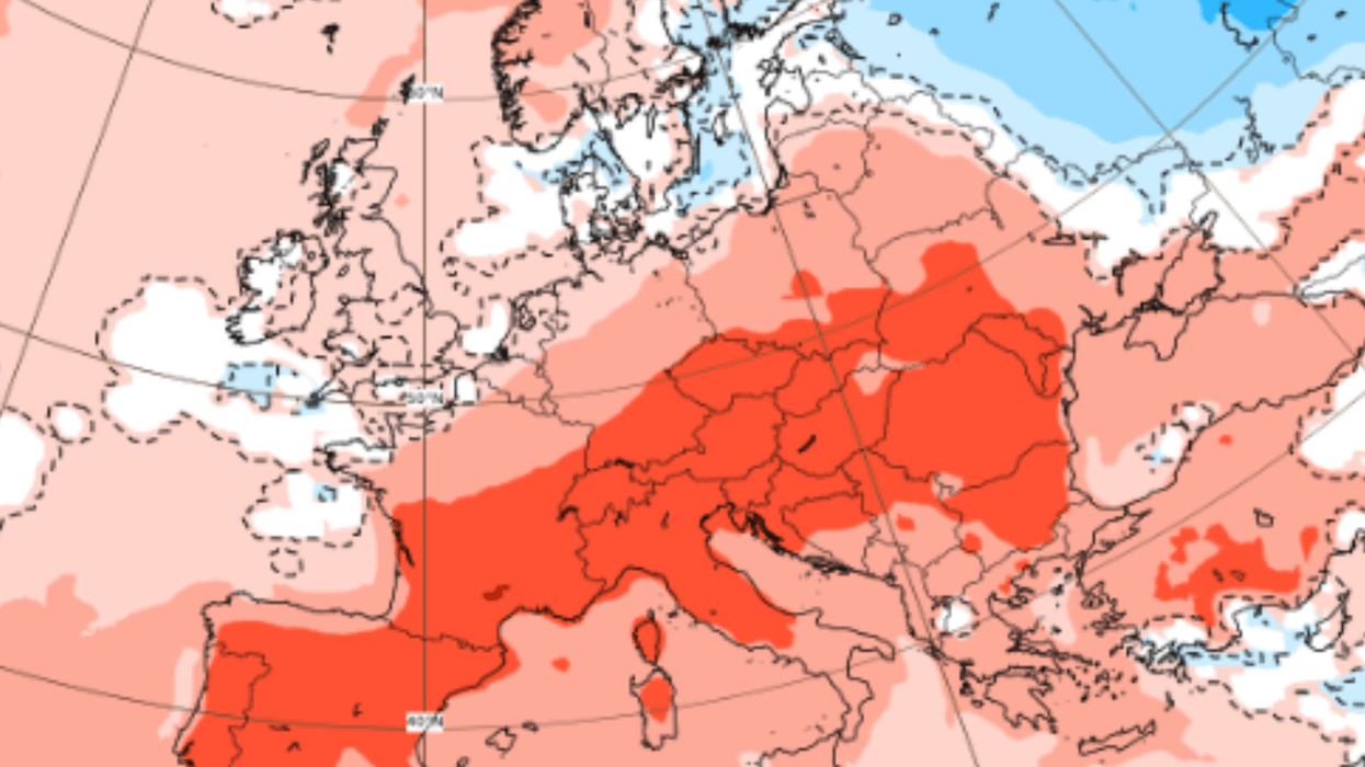 Weather map of heat in Europe