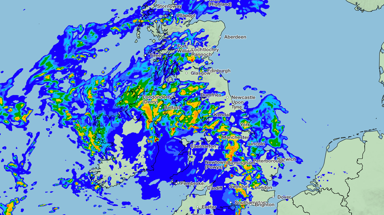 Weather map of rain across Britain