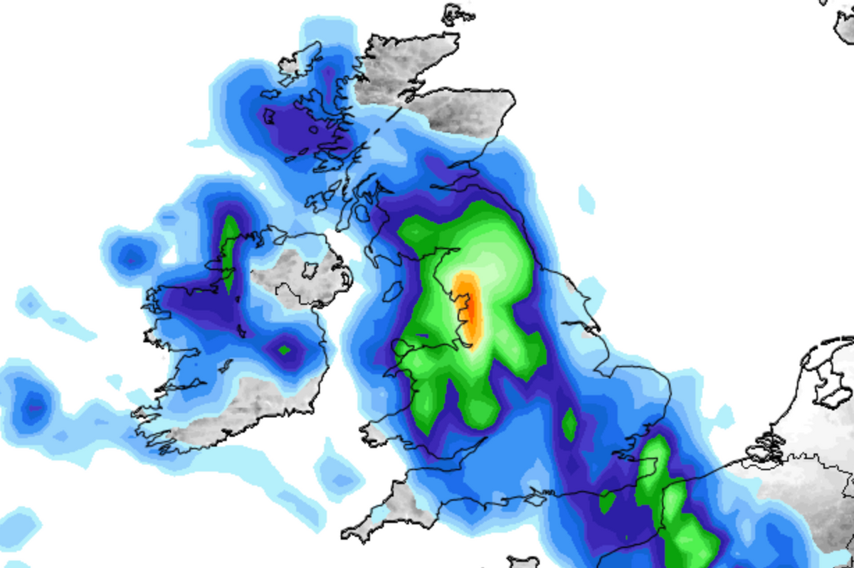 Weather map of rain set to hit Britain