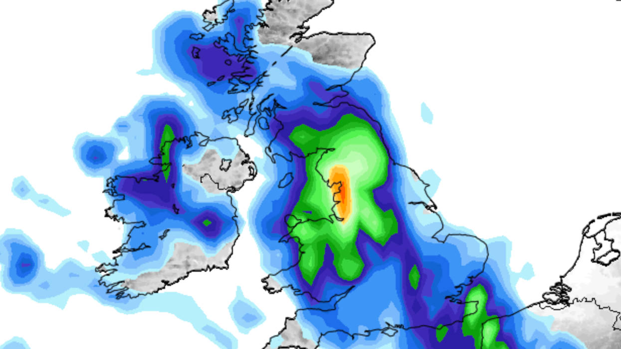 Weather map of rain set to hit Britain