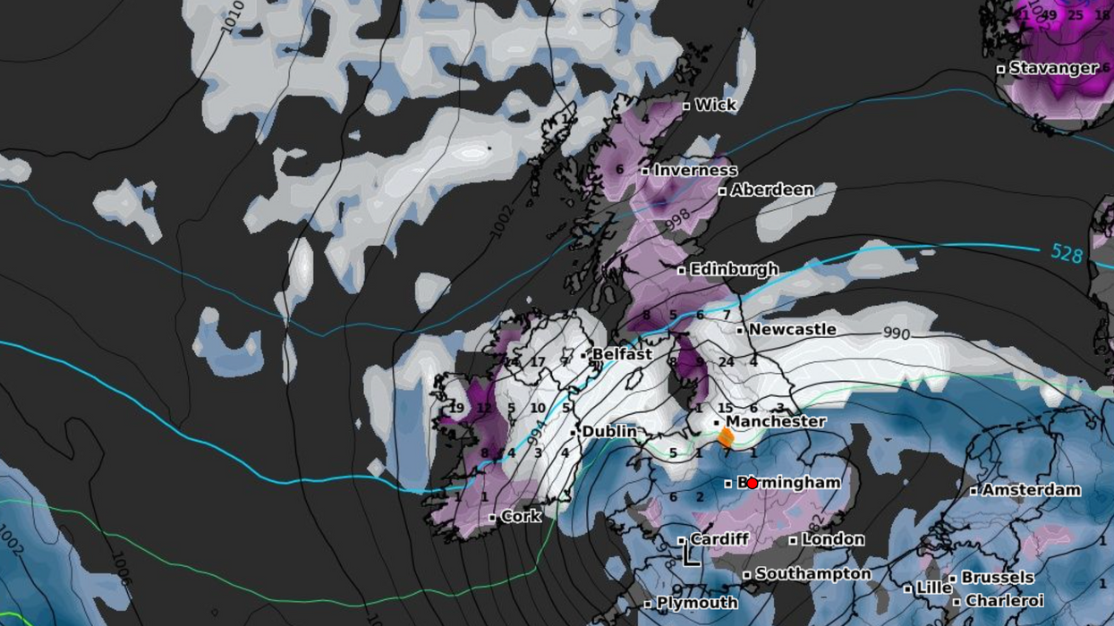 Weather map of snow
