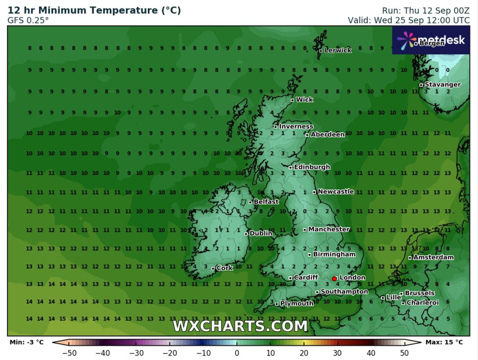 Weather map on September 25