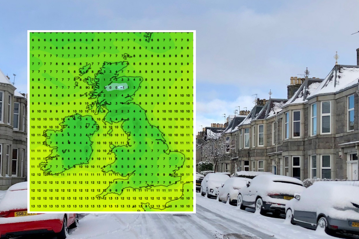 Weather map/snow in UK