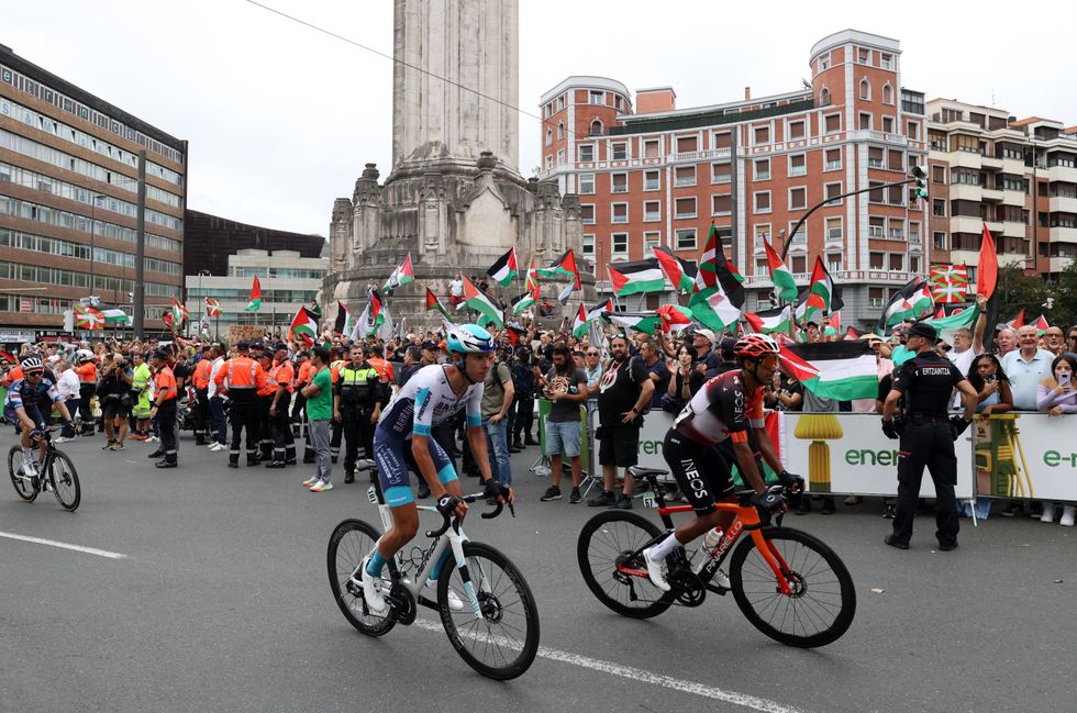 Wednesday's eleventh stage of the Vuelta a Espana came to a halt as a result of the protests