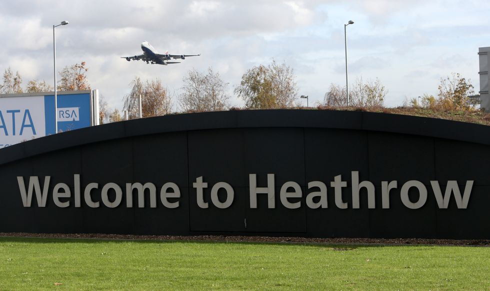 'Welcome to Heathrow' sign outside airport