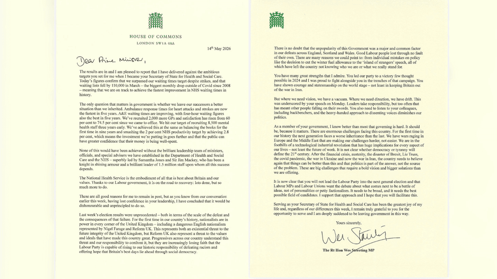 Wes Streeting resigned this afternoon