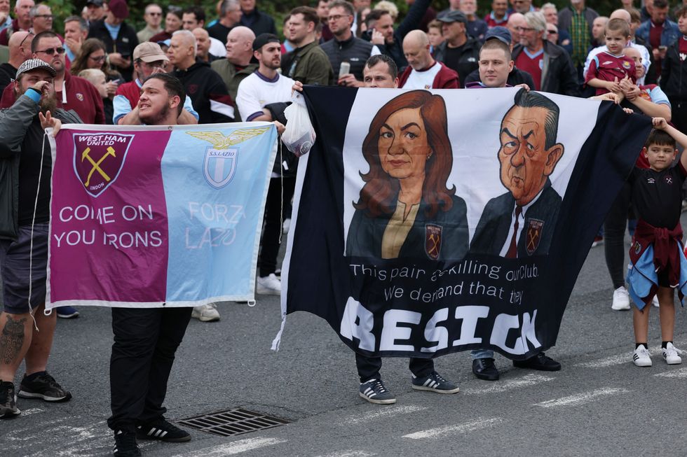 West Ham fans protested the club's ownership before kick-off