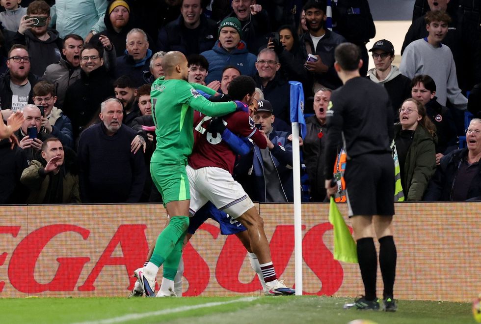 West Ham star Jean-Clair Todibo grabbed Joao Pedro by the neck