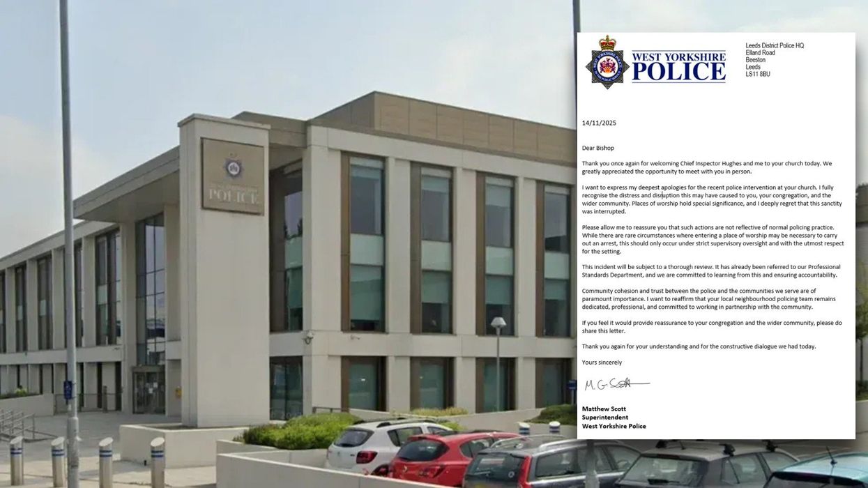 West Yorkshire police headquarters and letter sent to mourners
