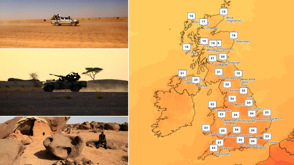 Western Sahara/UK temperature map