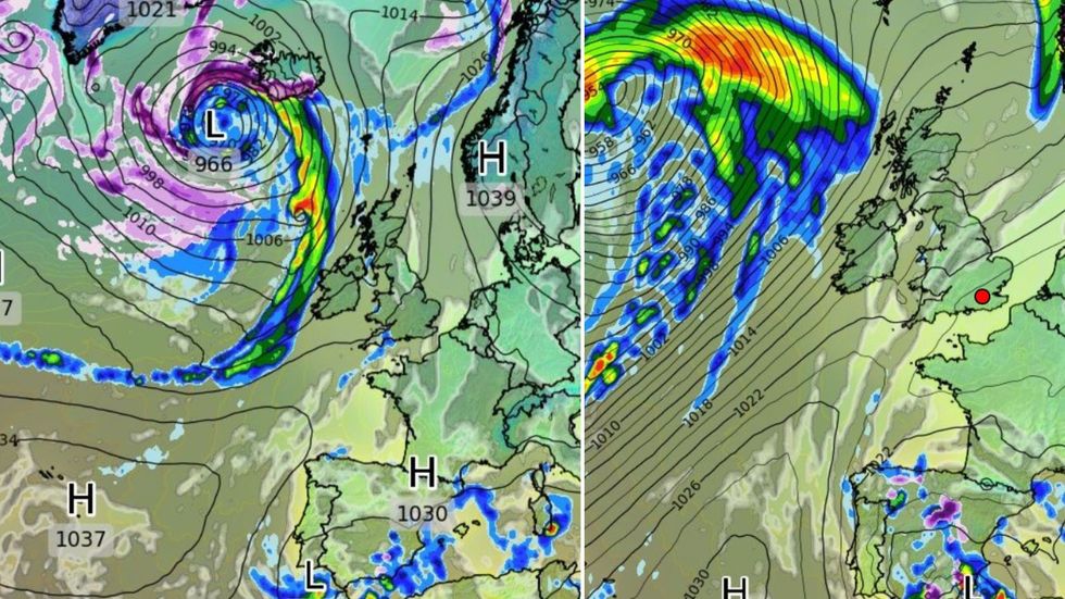 Wet and windy weather map