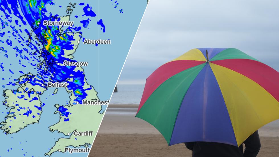 Wet weather map/person holding umbrella