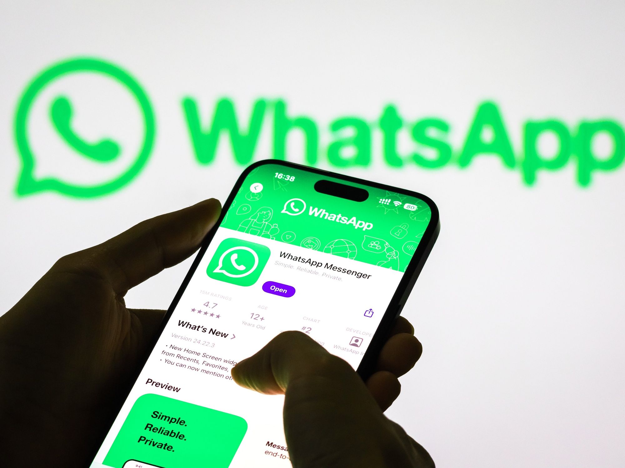 WhatsApp chat app listing on iPhone