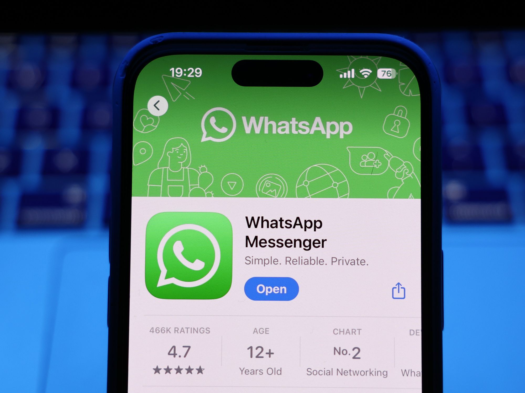 WhatsApp listed in the App Store on an iPhone