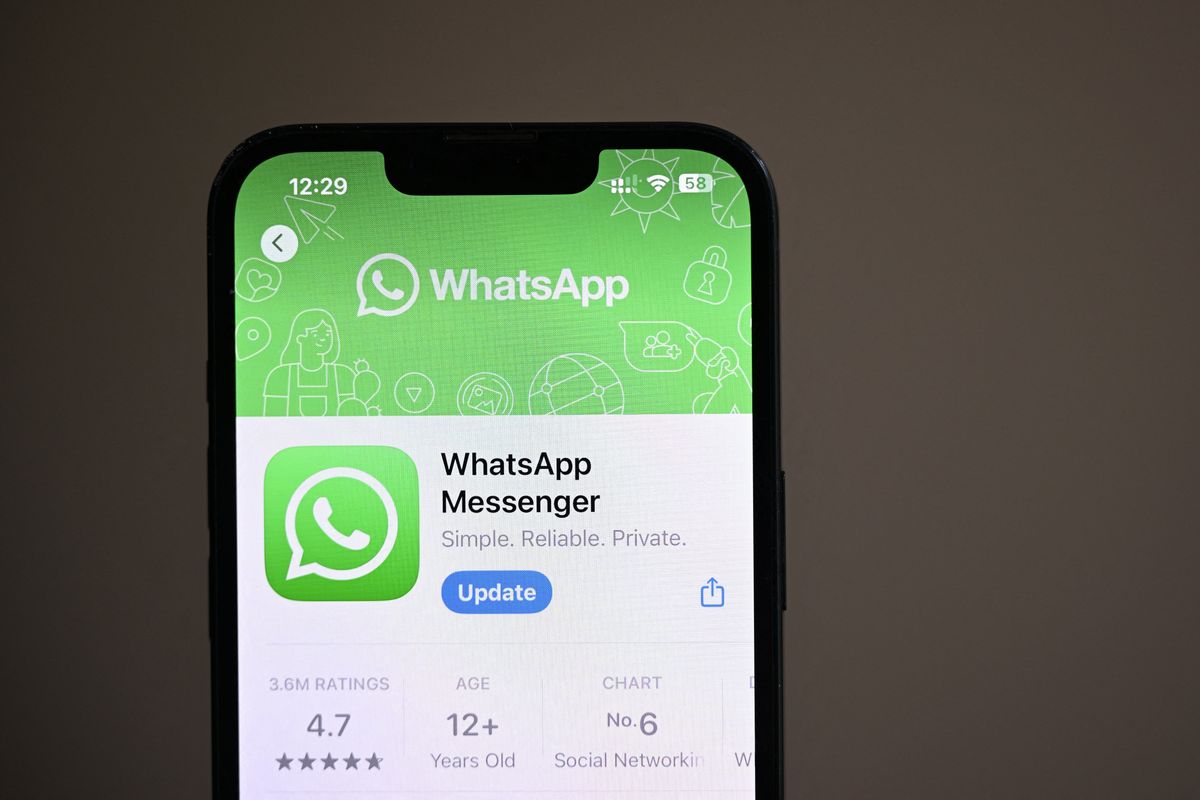 whatsapp listing in the apple app store with an update button