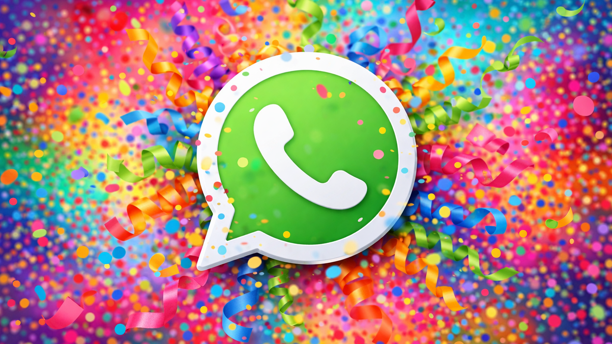 WhatsApp logo in front of confetti