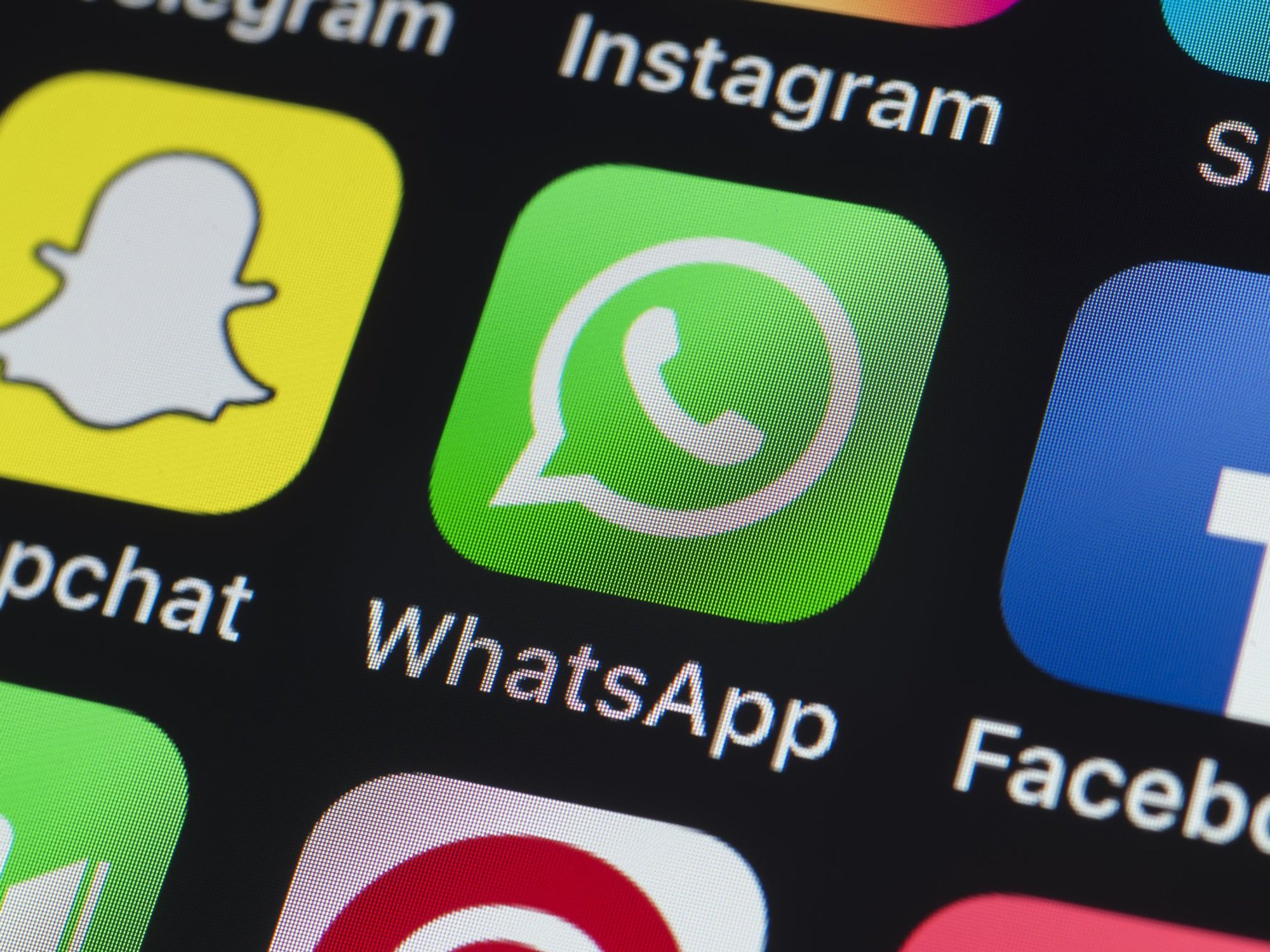 WhatsApp logo on mobile screen