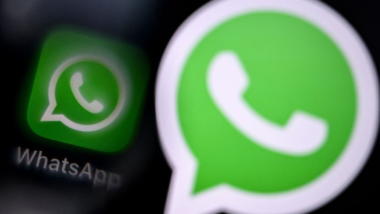 WhatsApp logo pictured next to a larger version of the same logo