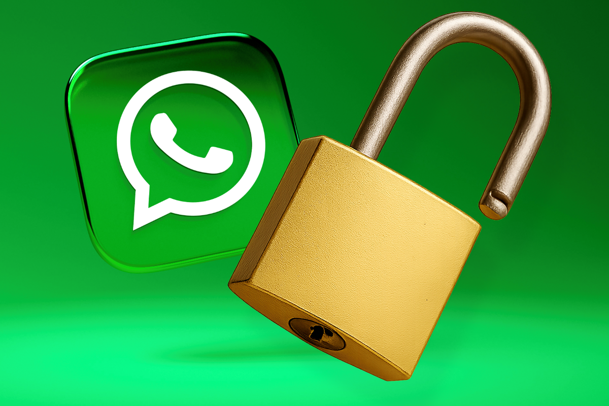 WhatsApp logo pictured next to a padlock