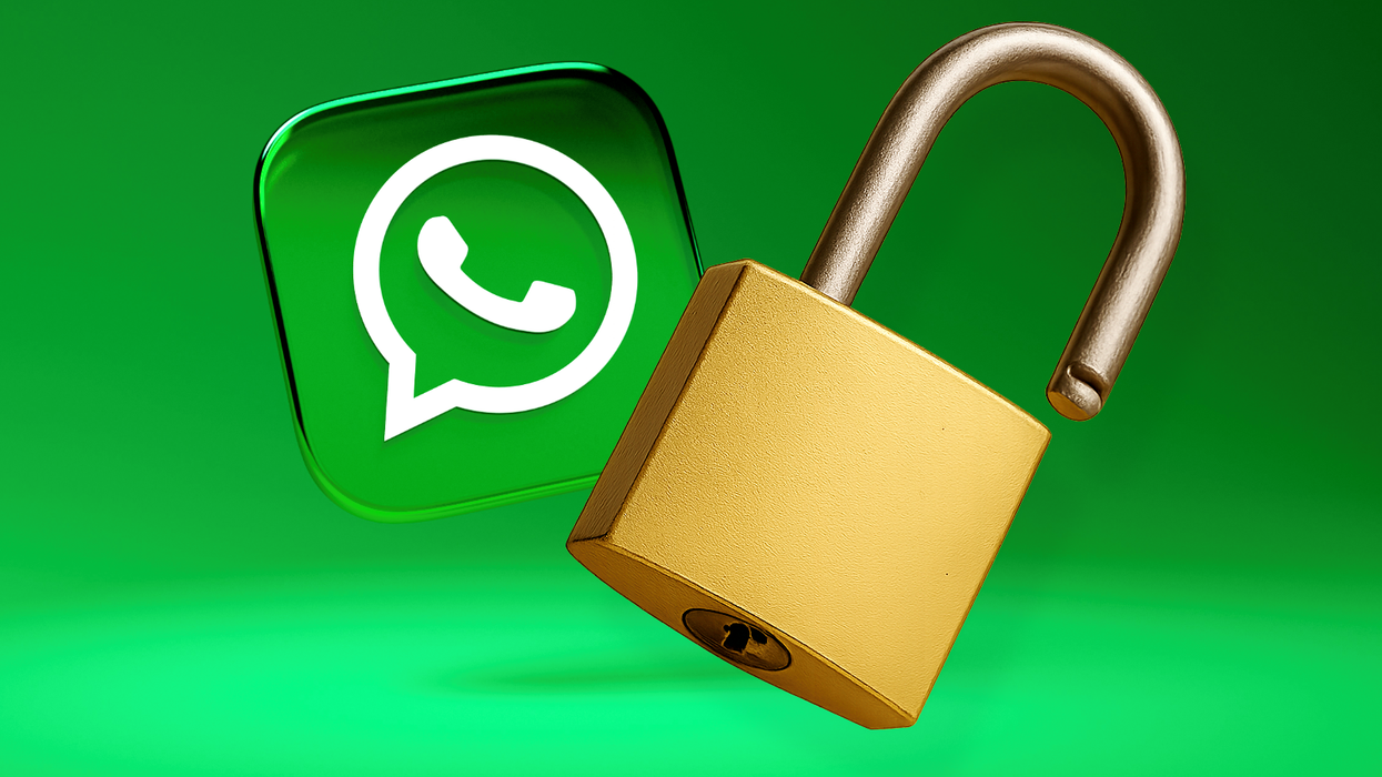 WhatsApp logo pictured next to a padlock
