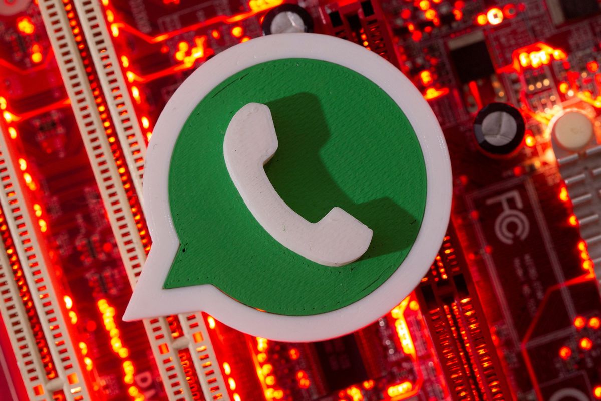 whatsapp logo pictured ontop of a circuitboard 