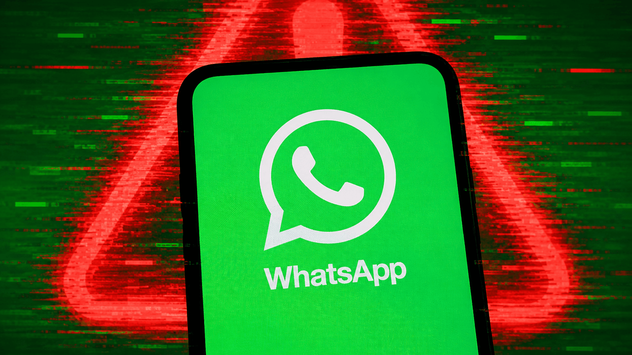 WhatsApp logo with red warning symbol behind it