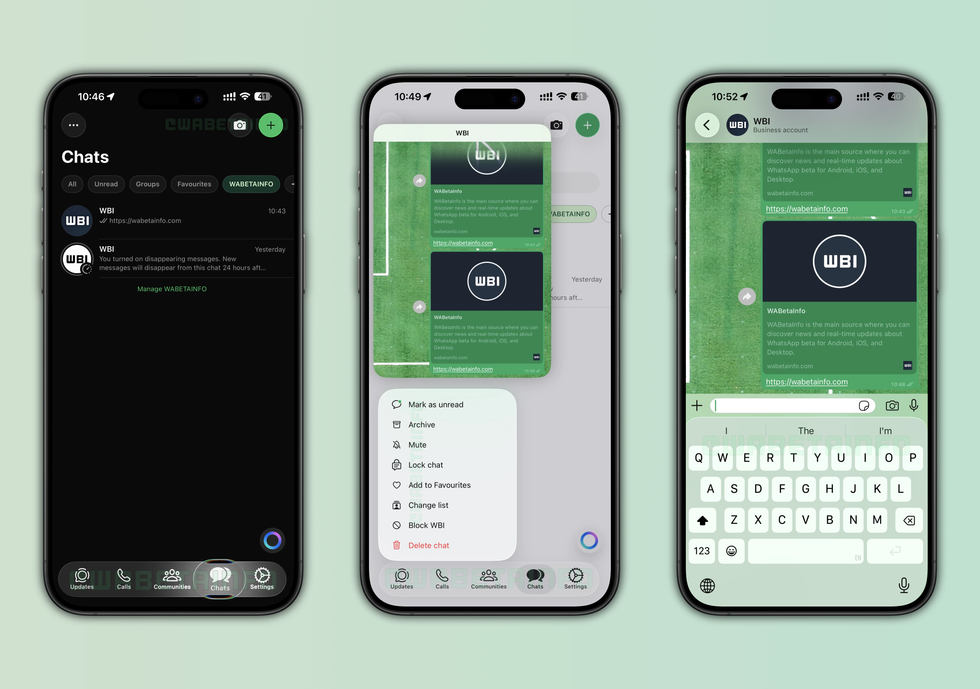 WhatsApp update displaying Liquid Glass