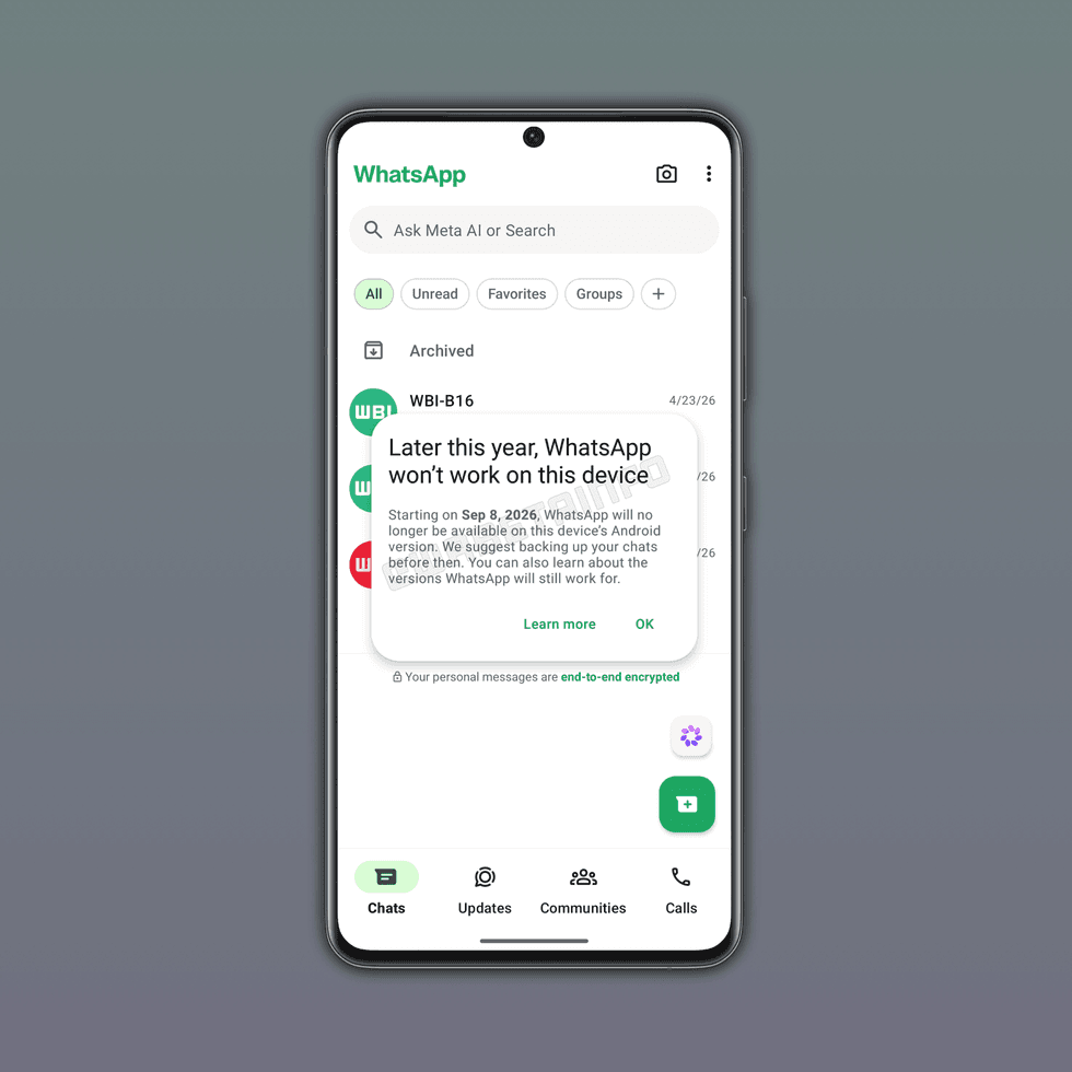 WhatsApp warning on Android