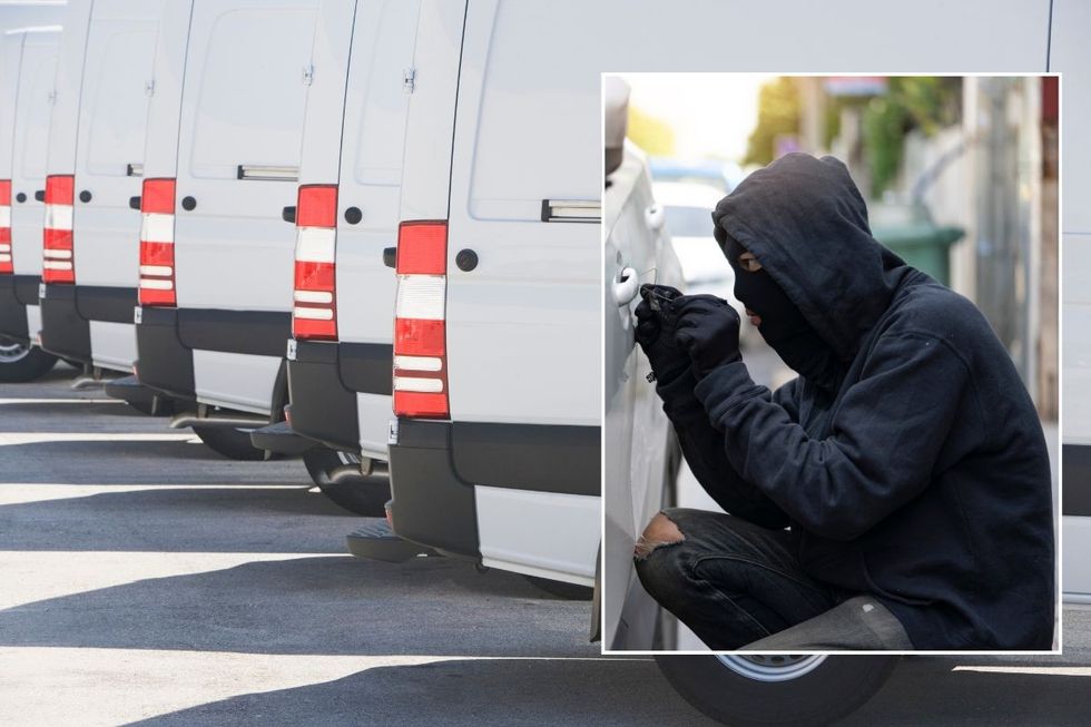 White vans and a criminal stealing a car
