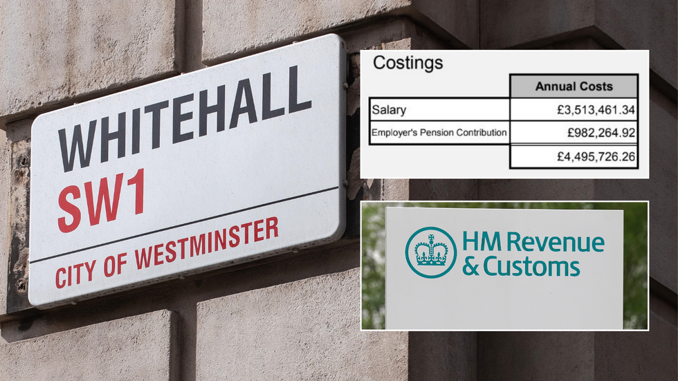Whitehall and HMRC signs/HMRC figures